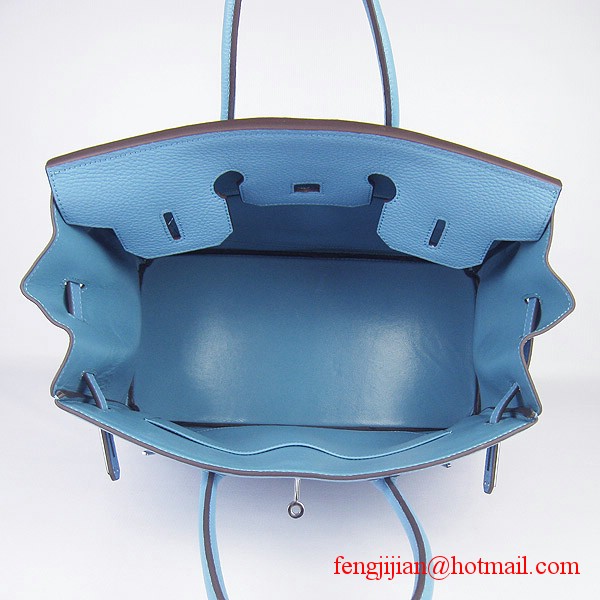 Hermes 35cm Embossed Veins Leather Bag Light Blue 6089 Silver Hardware Hermes 35cm Embossed Veins Leather Bag Light Blue 6089 Silver Hardware